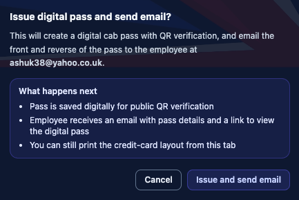 Confirm digital issue and email delivery.